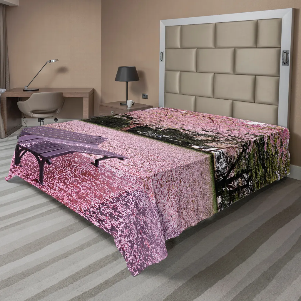 Drap de lit anti-plis facile à entretenir motif fleurs de printemps rose