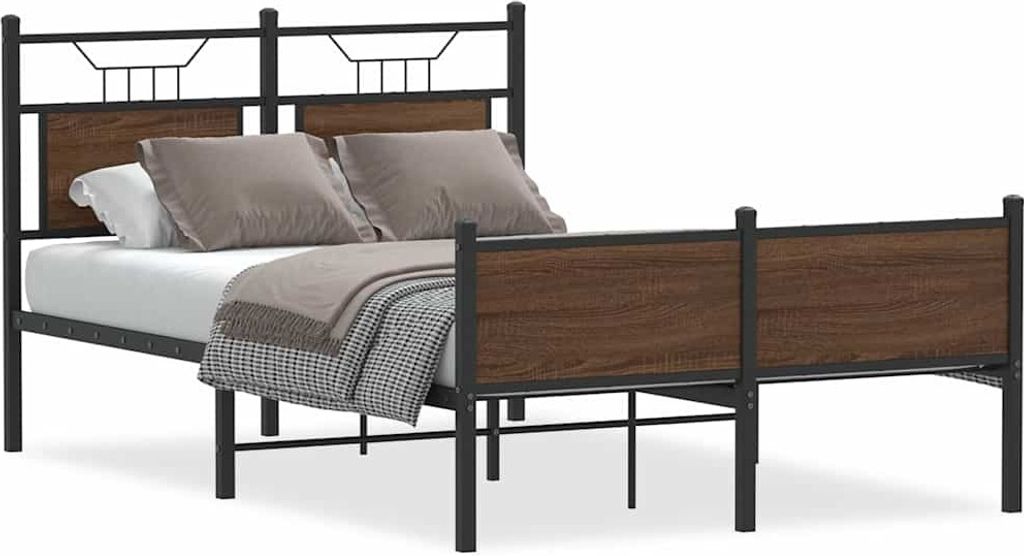 Schlichtes Bettgestell ohne Matratze Braun Eiche 120x200 cm Holzwerkstoff Klassische Betten 2025 - DE8914183