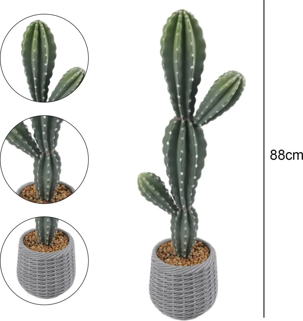 Cactus Artificiale 88cm - Pianta Finta da Esterno ed Interno - Stile Bonsai - 5