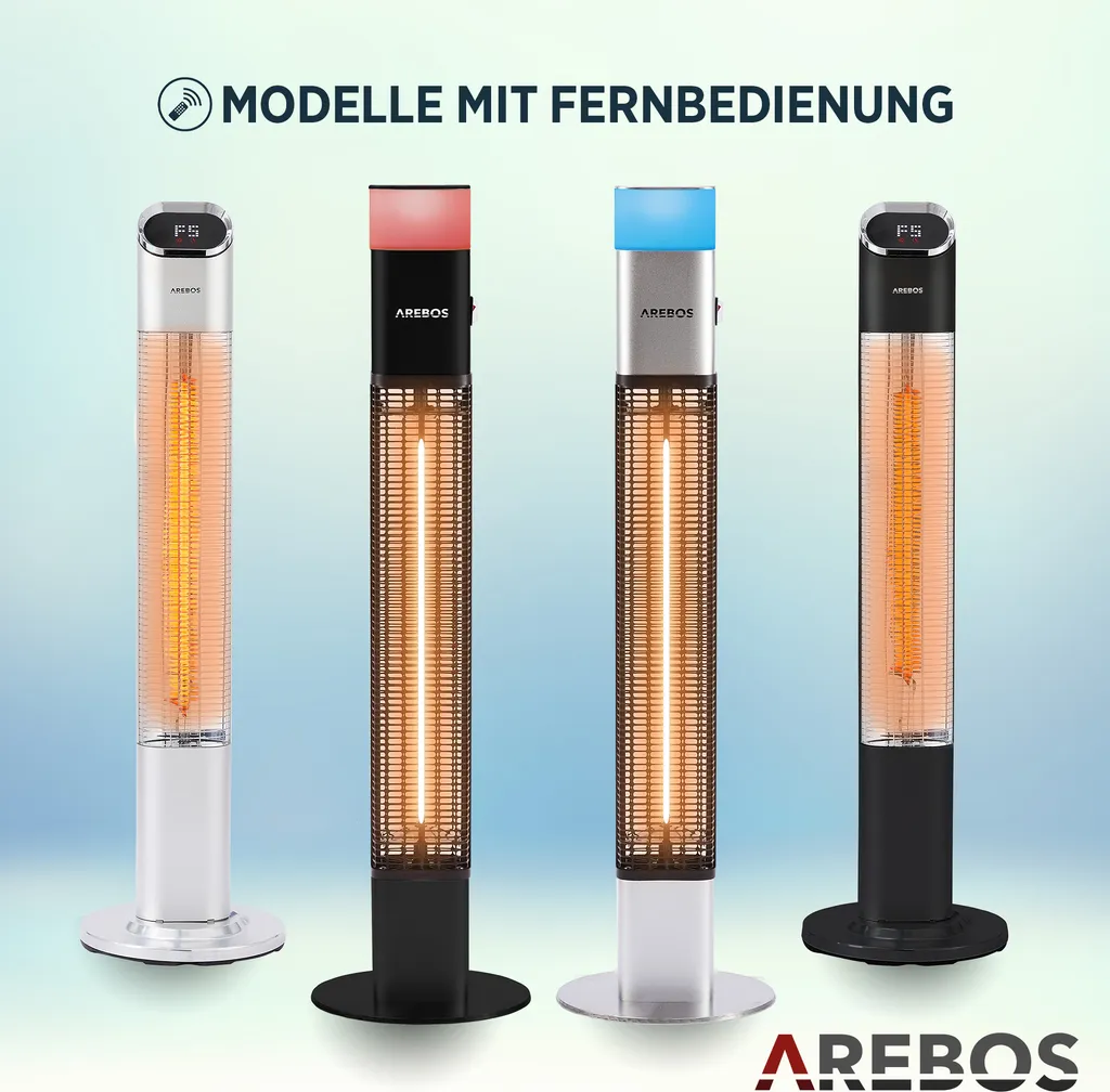 Chauffage de terrasse 1500W télécommandé avec éclairage LED AREBOS gris - 4