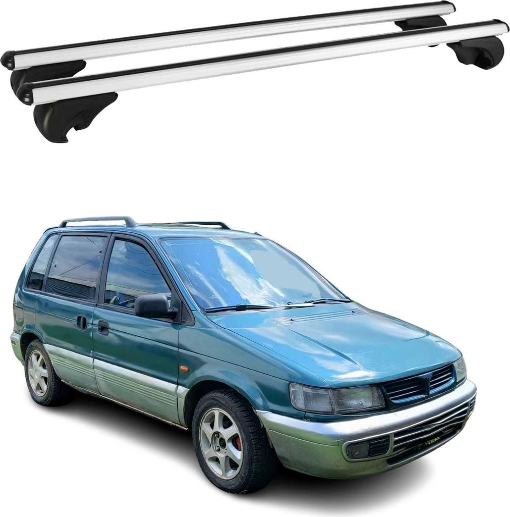 Dachträger für Mitsubishi Space Runner 1992-2002 Gepäckträger Aluminium Grau 2x