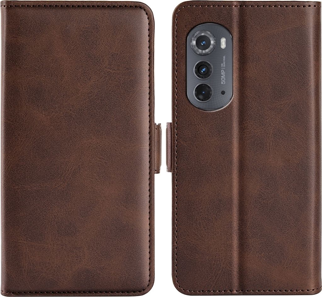 Mobigear Slim Magnet Motorola Edge (2022) Hülle Klapphülle Geldbörse - Braun