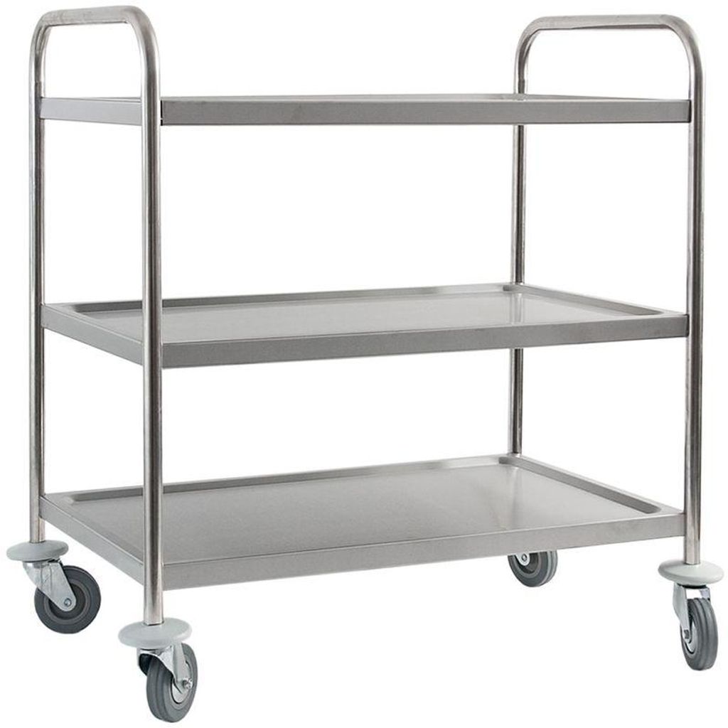 Edelstahl Servierwagen, mit drei Borden, 845 x 525 x 940 mm (BxTxH)