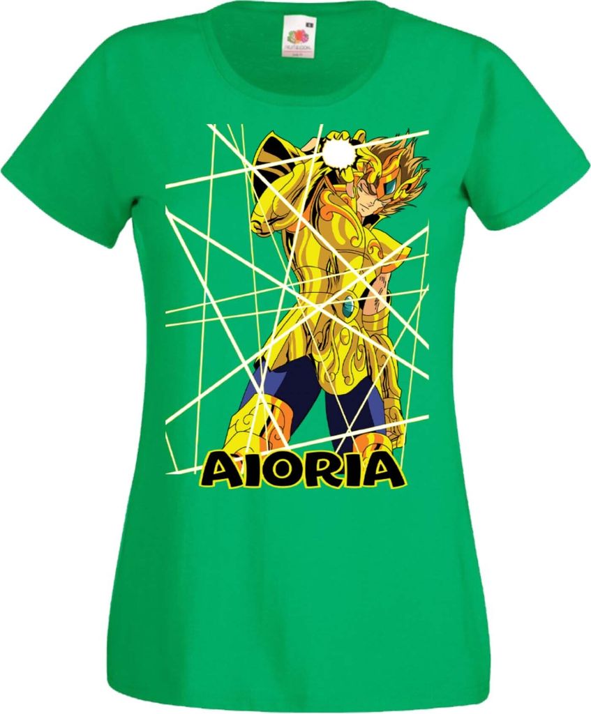 Damen T-Shirt Manga Anime Saint Anime Seiya Leo Aiolia 02 Aiolia, Lady XS / Grün