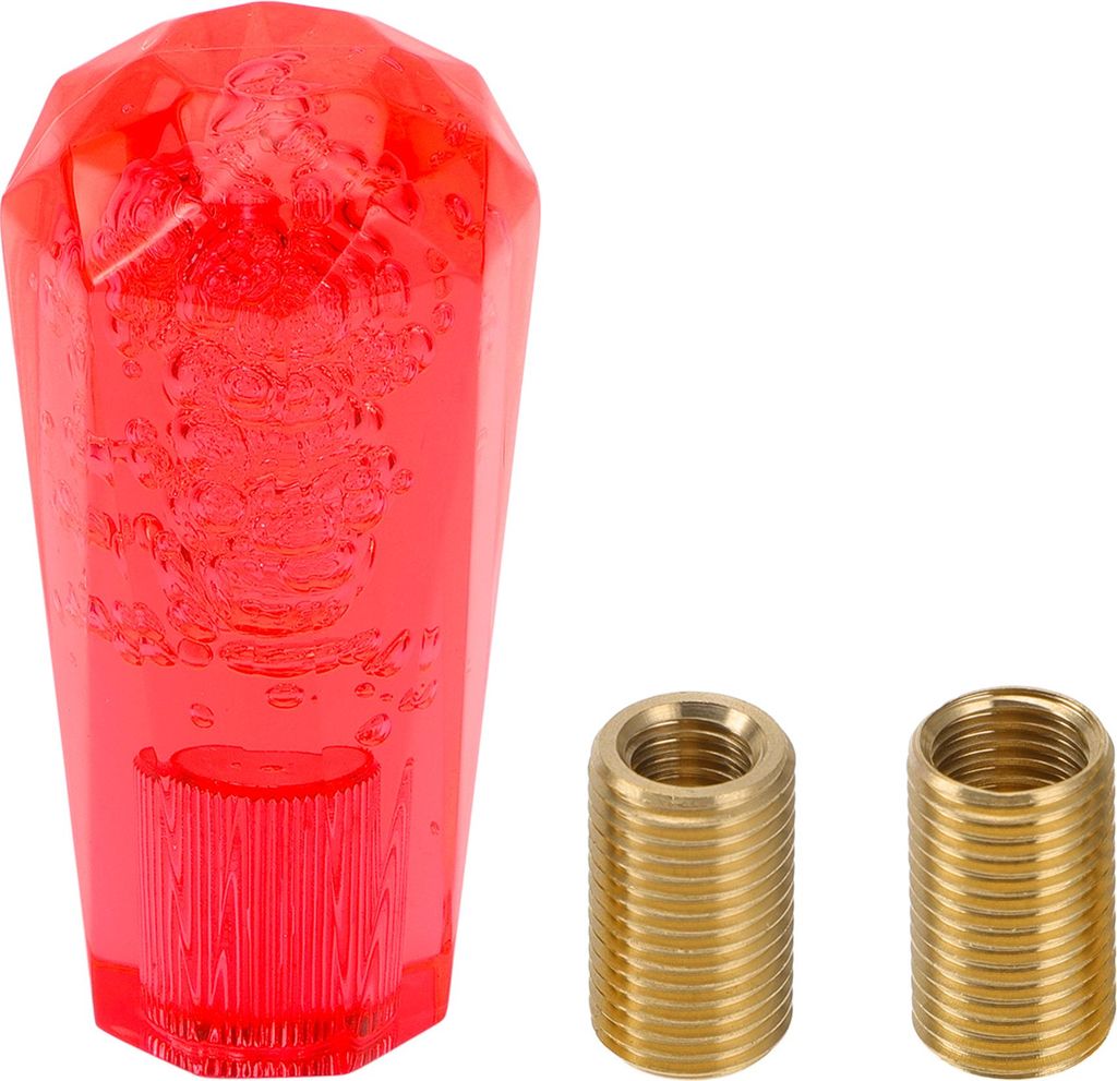 Auto Schaltknauf 10cm | Vorderer Schalthebelknauf Universal fš¹r Automatik- und Schaltfahrzeuge Acryl Rot mit 2 Adaptern, 1 Set