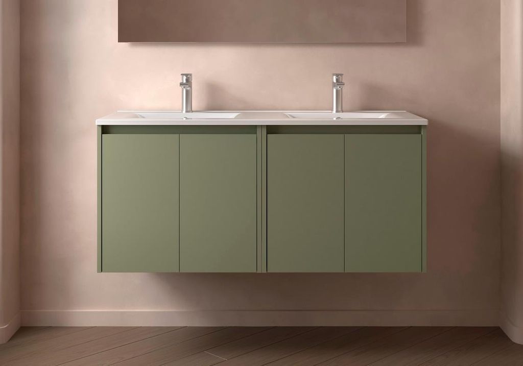 Noja Unterschrank 1200 4 Türen + Waschbecken Green Satin