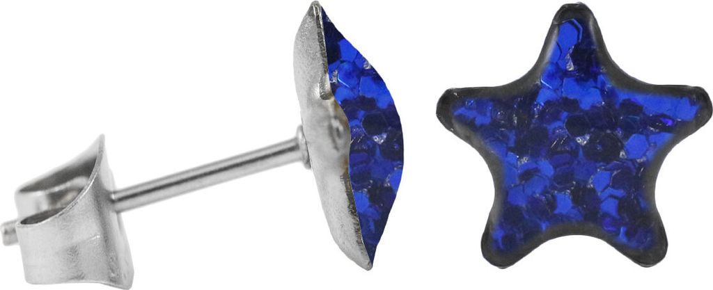 Ohrstecker Chirurgenstahl glitzernder Stern Farbe - Dunkelblau
