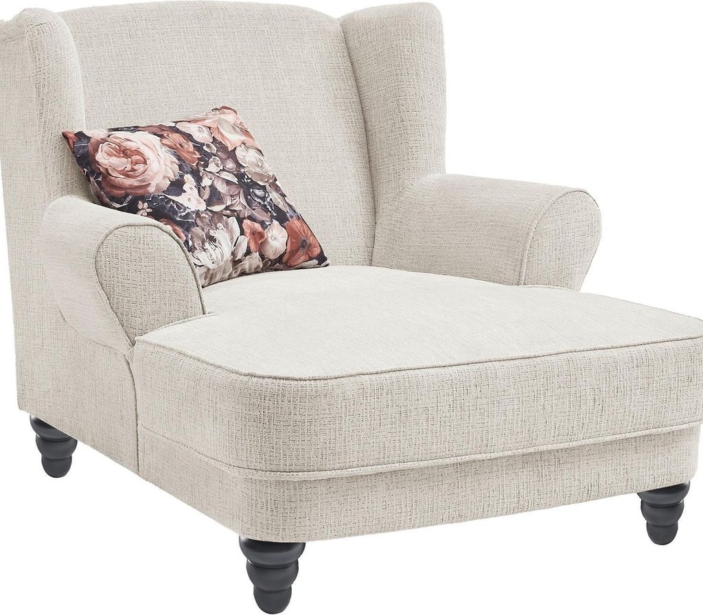 Loveseat - 126 x 142 cm - Beige - Webstoff - mit Kissen