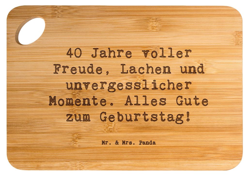 Mr. & Mrs. Panda Frühstücksbrettchen Spruch 40. Geburtstag Produktbild 