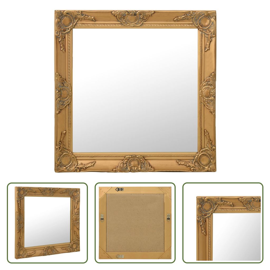 The Living Store Wandspiegel im Barock-Stil 60x60 cm Golden Produktbild 7