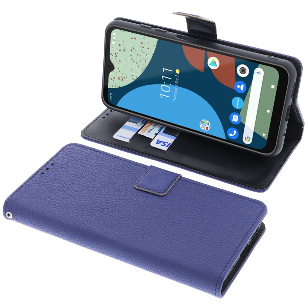 foto-kontor Tasche kompatibel mit Fairphone 4 Schutzhülle Book Style blau Schutz Hülle Buch