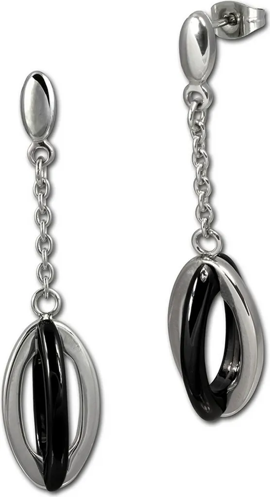 Orecchini Amello Professional in Acciaio Inox Argento e Nero Lucido