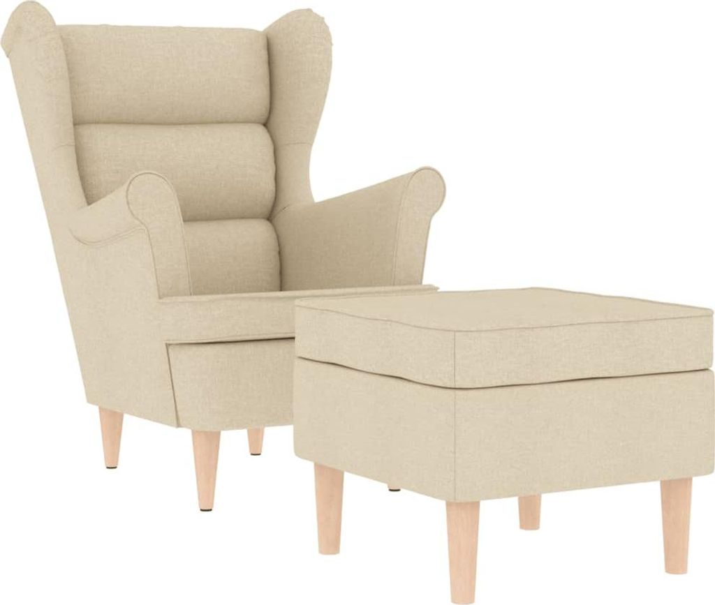vidaXL Sessel mit Fußhocker Creme Stoff