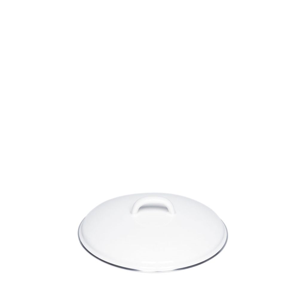Riess Deckel mit Chromrand Ø20cm Weiss Emaille