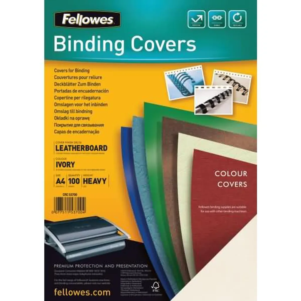 Fellowes Delta A4 Avorio: 100 Copertine Rilegatura Effetto Pelle Top!