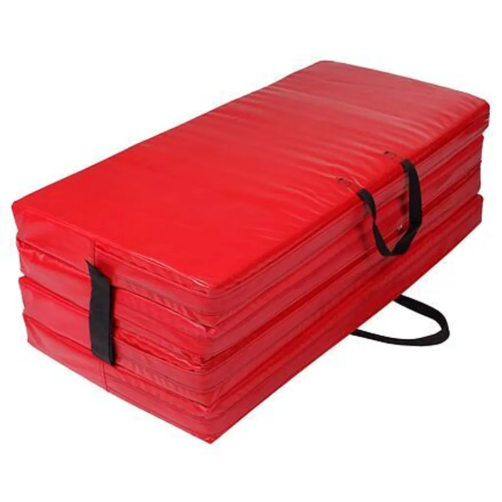 Tapis gymnastique pliable FoldMat 6 rouge avec poignées de transport