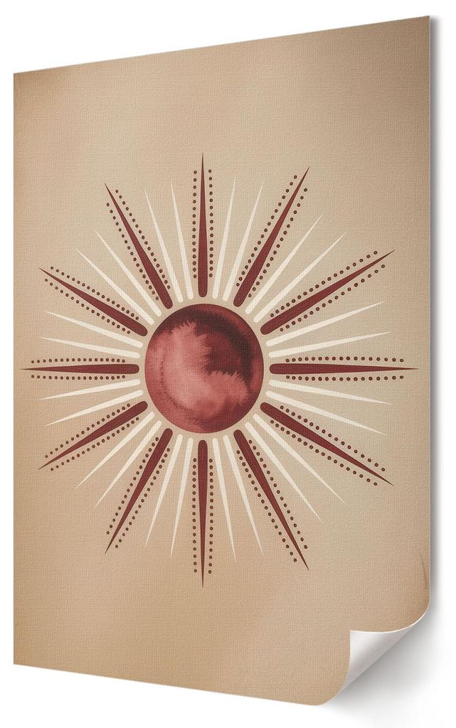 Boho-Sonne- Kunstdruck A1 (59x84 cm) - Romantisch, dekorativ, modern- Wandbild für Wohnzimmer Schlafzimmer & Flur, Modernes Poster Wanddeko, Unger...