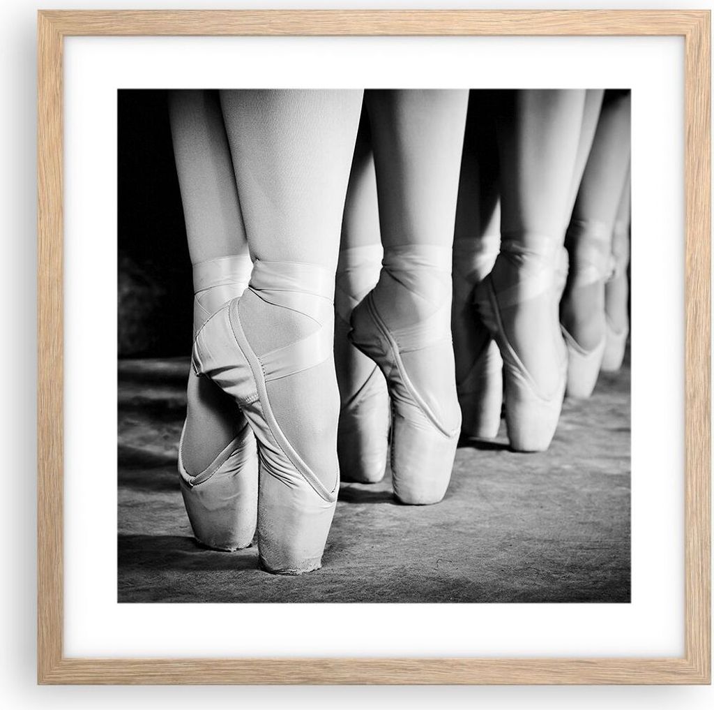 Gerahmtes Poster - Rahmen in heller Eiche - Ballettschuhe Produktbild 