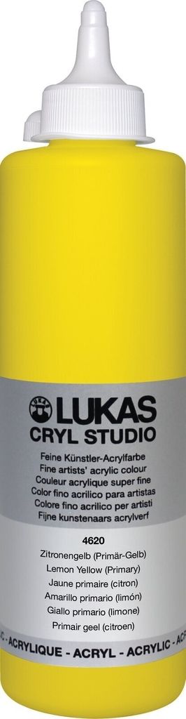 Lukas Cryl Studio Plastic Bottle Acrylfarbe Lemon Yellow (Primary) 500 ml 1 stk