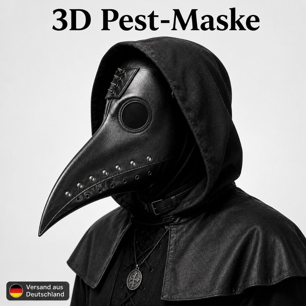 3D Pestdoktor Maske schwarz – Schnabelmaske für Halloween & Produktbild 