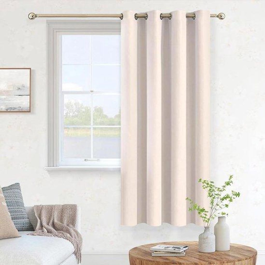 Allecto plus – Kurze Vorhänge für Fenster in Beige für Küche und Schlafzimmer – Verdunkelnd und wärmedämmend – Modernes Design – 140 ...