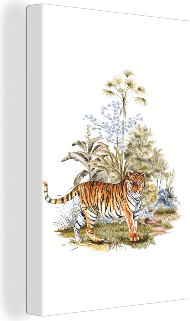 OneMillionCanvasses - Leinwandbilder - 90x140 cm, Tiger - Pflanzen - Gras, Wandbilder Kunstdruck Wanddekoration - Wandschmucke - Schlafzimmer