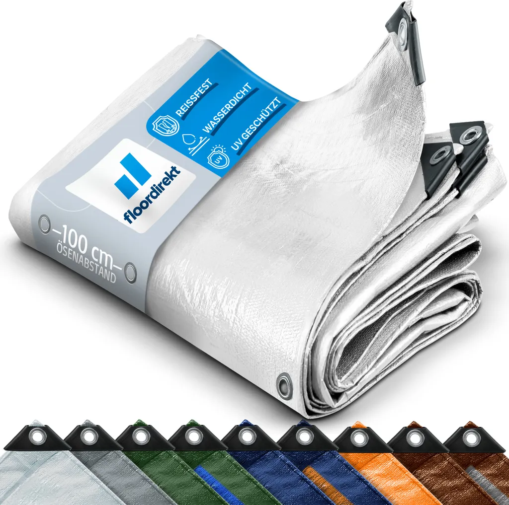 Grande bâche de protection imperméable 10x15m blanche multi-usages