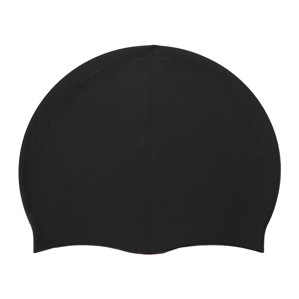 Erwachsene Kind Unisex Elastische Silikon Schwimmen Bademode Badekappe Wasserdicht Schwimmen Hut Schwarz