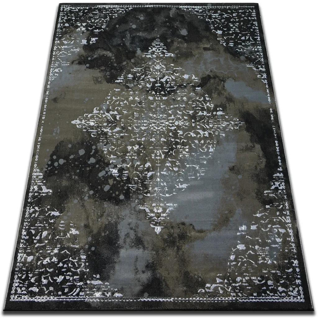 Tapis Salon Anti-Taches VOGUE 478 Noir et Marron - Format 240x330 cm