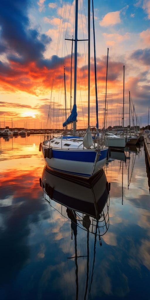 Plakat 50x100cm Sonnenuntergang in der Marina