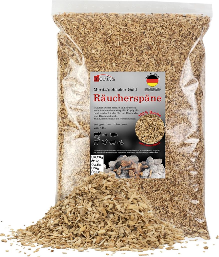 Moritz 1kg Räucherspäne Buche fein 0,75 -2 mm Räuchern I Produktbild 