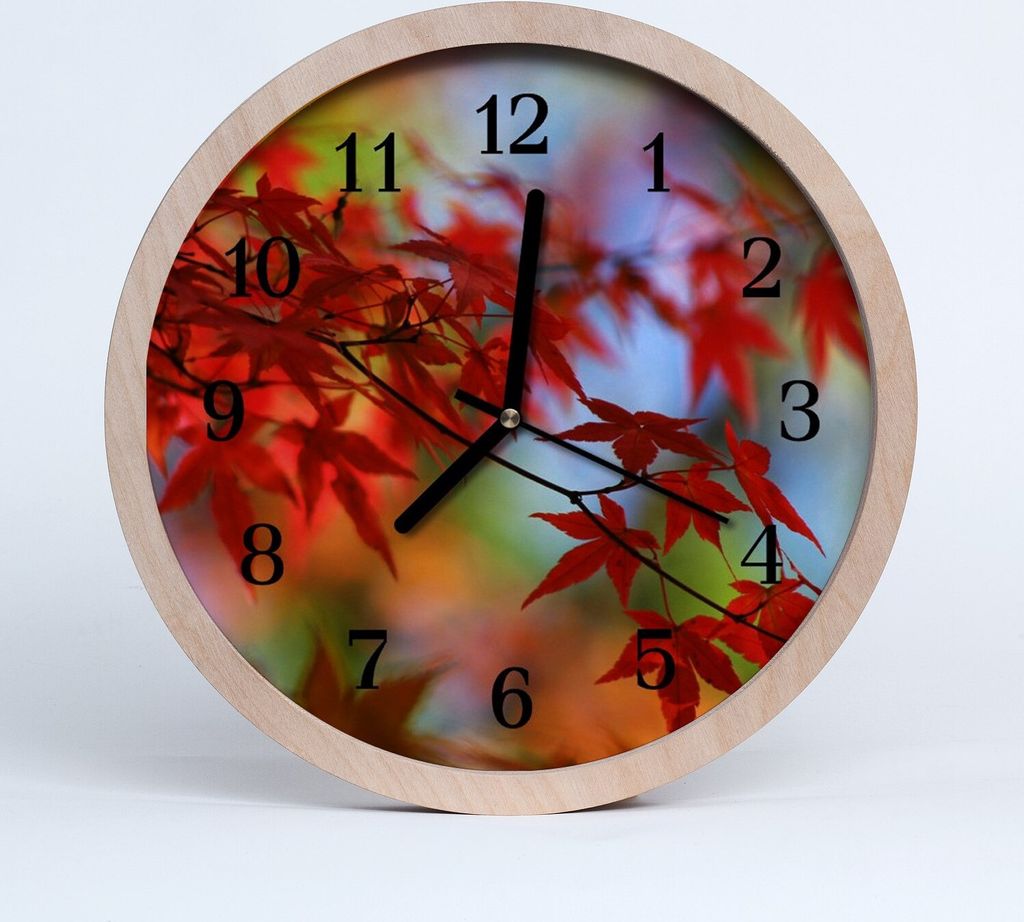 Holzuhr 30fi cm wanduhr - Ahornblätter Blumen