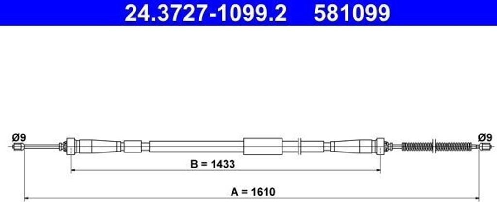 ATE Handbremsseil Seilzug Feststellbremse für RENAULT Clio IV Schrägheck (BH) Hinten Rechts 24.3727-1099.2