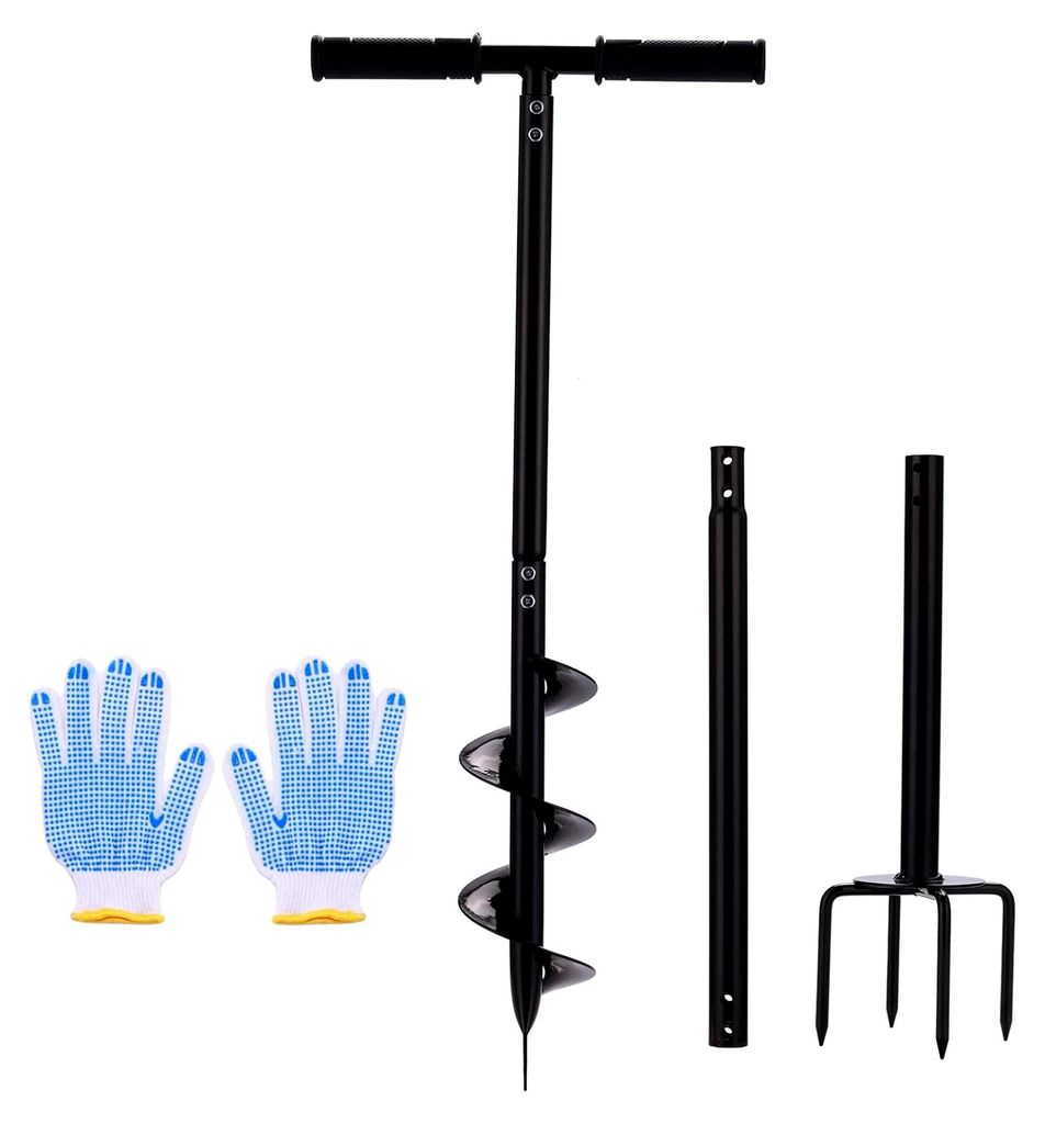 2 in 1 Handbohrer und Erdbohrer - 44 Zoll manueller Garten Spiralbohrer für Blumen, Setzlinge, Beetpflanzen und Zaunpfostenbohrer für Bäume und ...