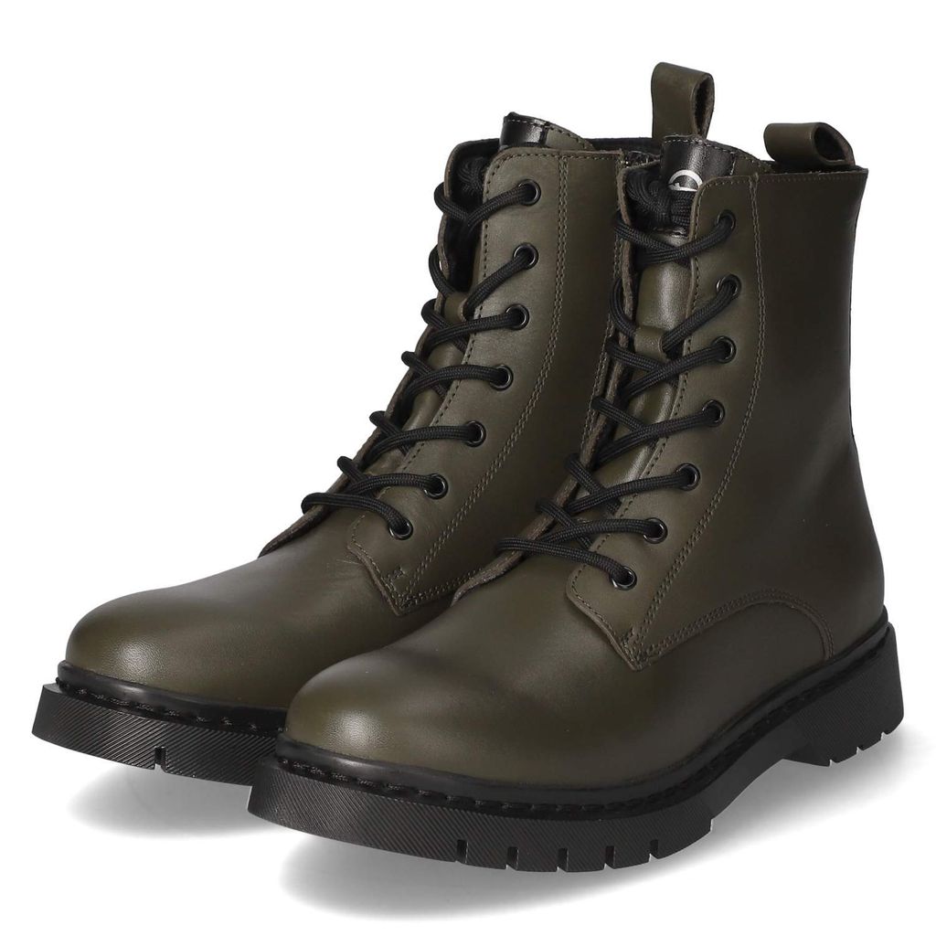 Tamaris Damen Schnürstiefeletten Grün Glattleder Größe: 36