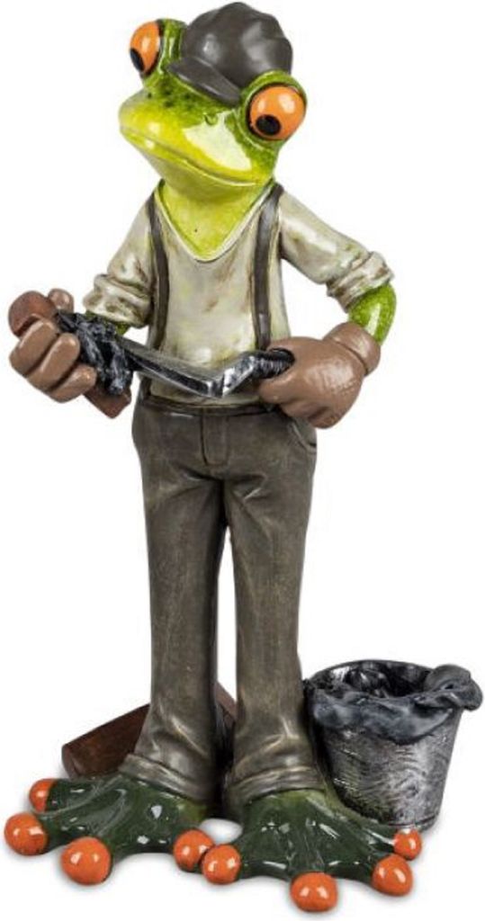 Dekofigur Frosch aus Froschhausen - Kunststein grün - Handwerker Maurer