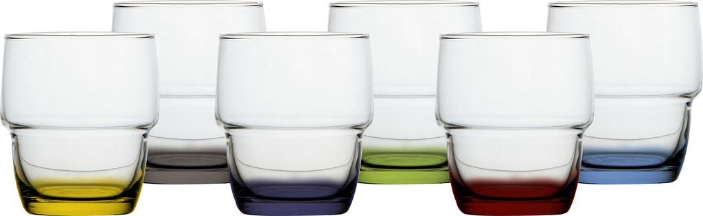 Wasserglas color base Set 6 Stück, stapelbar, unzerbrechlich, farbig, Ecozen, Party
