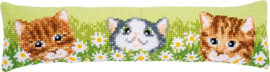 Vervaco Zugluftstopper "Katzen unter Gänseblümchen ", Stickbild vorgezeichnet, 80x20cm