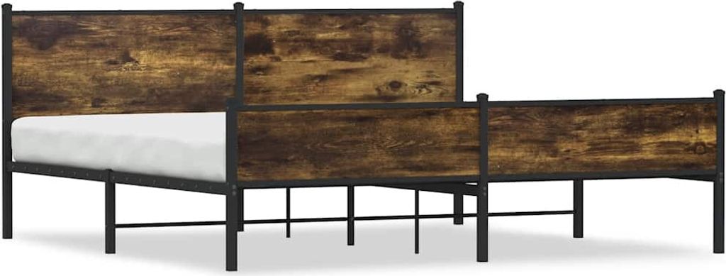 vidaXL Metallbett ohne Matratze Räuchereiche 200x200 cm
