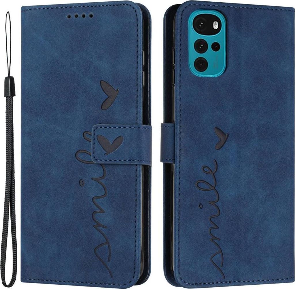 Motorola Moto G22 Hülle - Coverup Smile Klapphülle - Blau