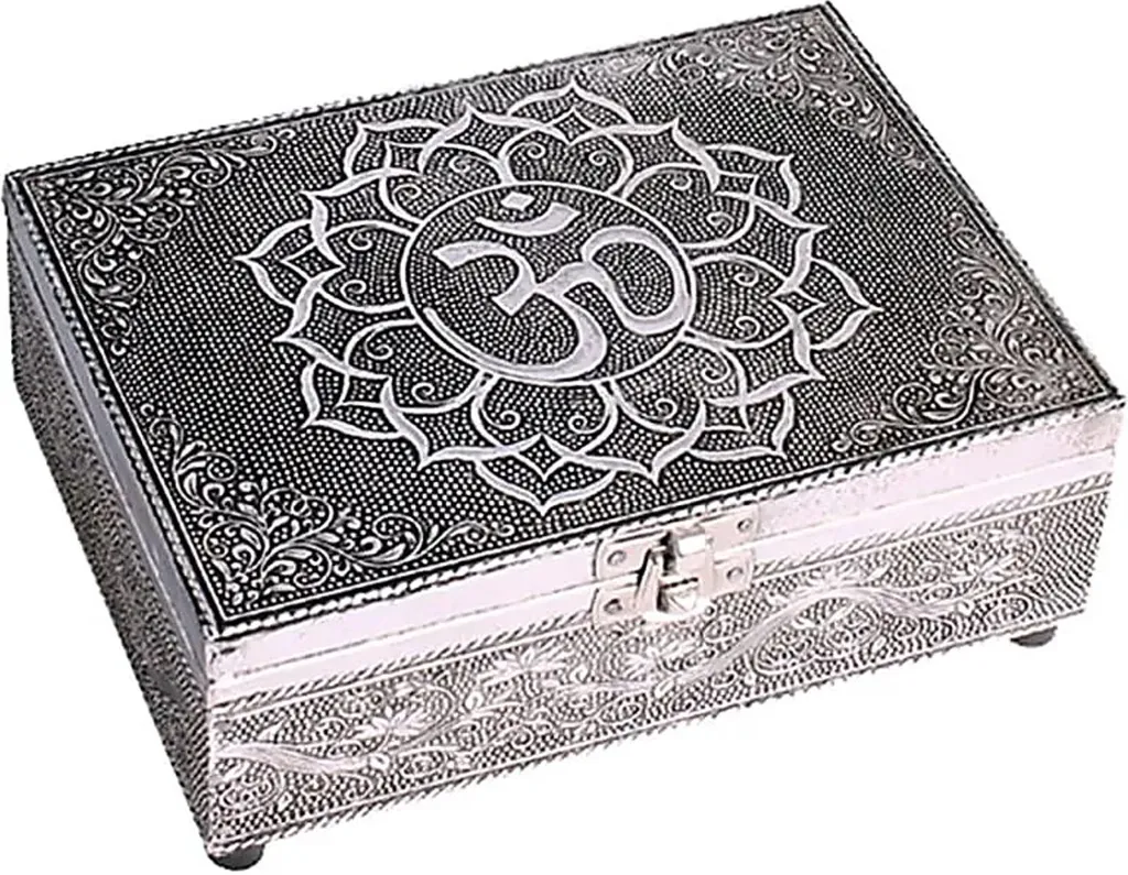 Coffret Tarot Ohm en Bois Sculpté : Protection et Énergie Spirituelle