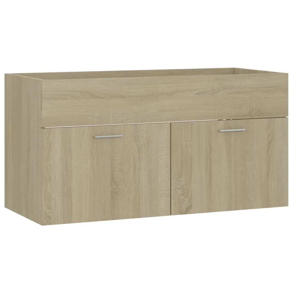 Meuble sous-lavabo Chêne Sonoma 90cm pour cacher la tuyauterie avec style