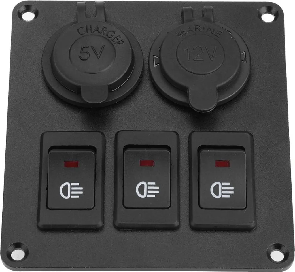 Combiné LED Rocker Switch Vert et Chargeur Allume-cigare Étanche 12V