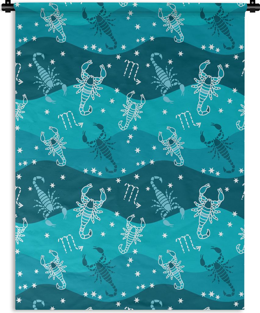 MuchoWow Wandteppich Wandbehang Skorpion - Tierkreiszeichen - Muster 120x160 cm Tapisserie Dekoration Wandtuch - Wohnzimmer - Moderne