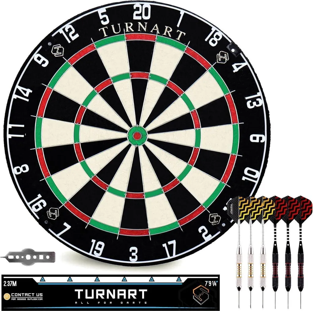 Jeu de fléchettes en liège 45cm Steeldart Set avec 6 fléchettes métal