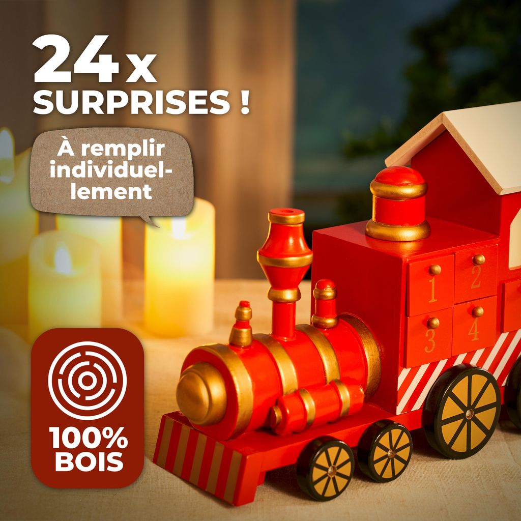 Spielwerk® Calendrier de l'Avent en Bois 'Train de Noël Image du produit 