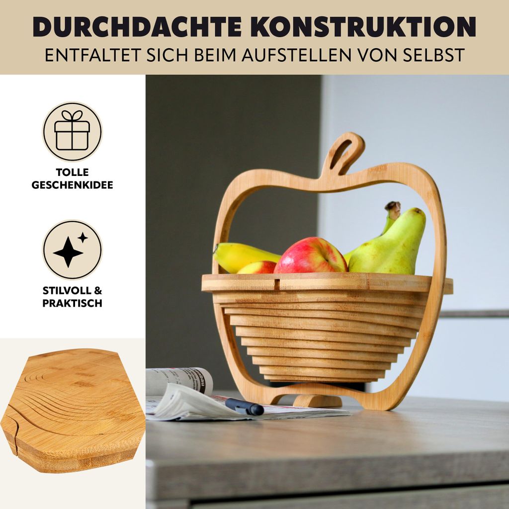 bremermann faltbarer Obstkorb, Apfel-Design aus Bambus, ca.