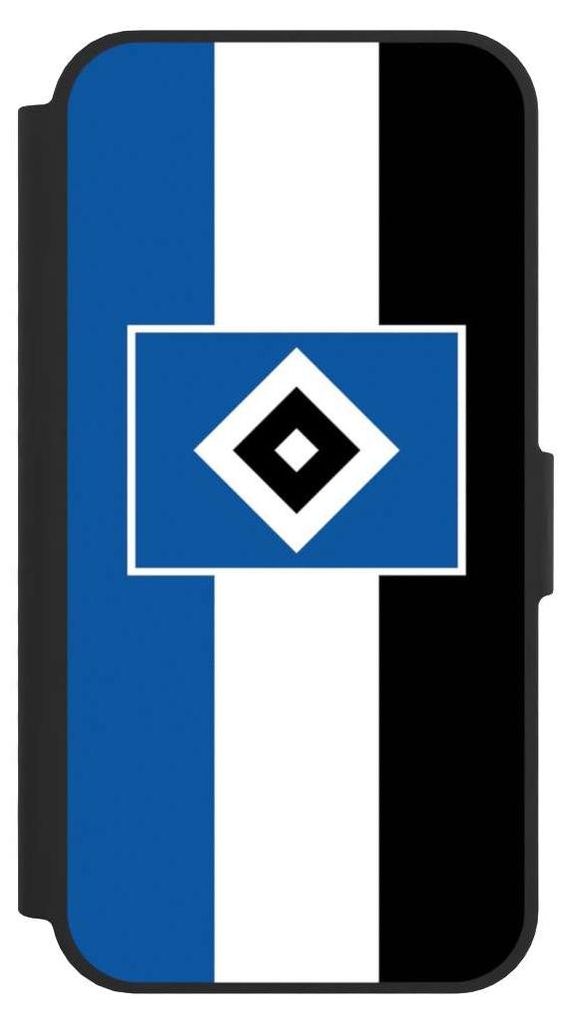 NIVOCASE Klapphülle für Apple iPhone 16e Handyhülle aus Kunst Leder NIVOflip schwarz HSV Hamburger SV Streifen