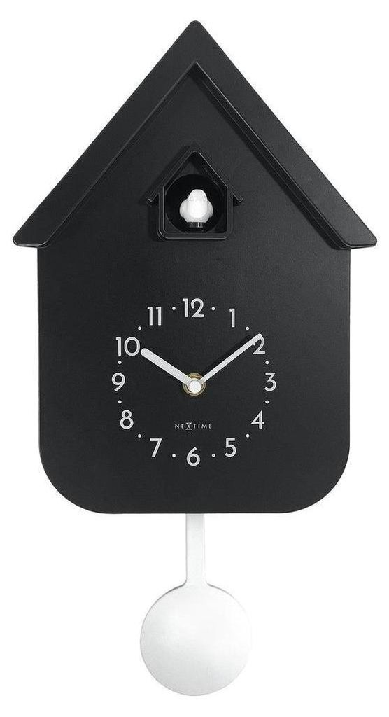 Wanduhr Twitter mit Pendel in Olivgrün/Lavendel, Naturklänge