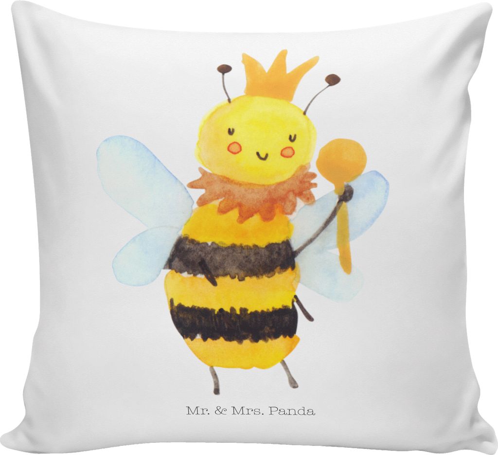 Mr. & Mrs. Panda Sofakissen 40x40 Biene König - Weiß - Geschenk, Zierkissen, Polster, kuschelkissen, kissen bedruckt, Kopfkissen
